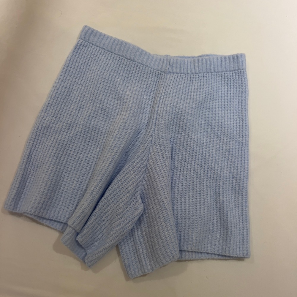 Aerie Light Blue Ribbed Knit Lounge Shorts Small - Picture 2 of 6